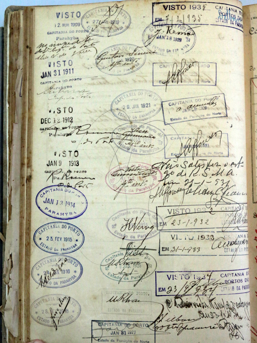 Registros de embarques de um profissional do mar (Foto cedida pelo ex-comandante da Capitania dos Prtos na Paraíba, Comandante Valdinei Ciola